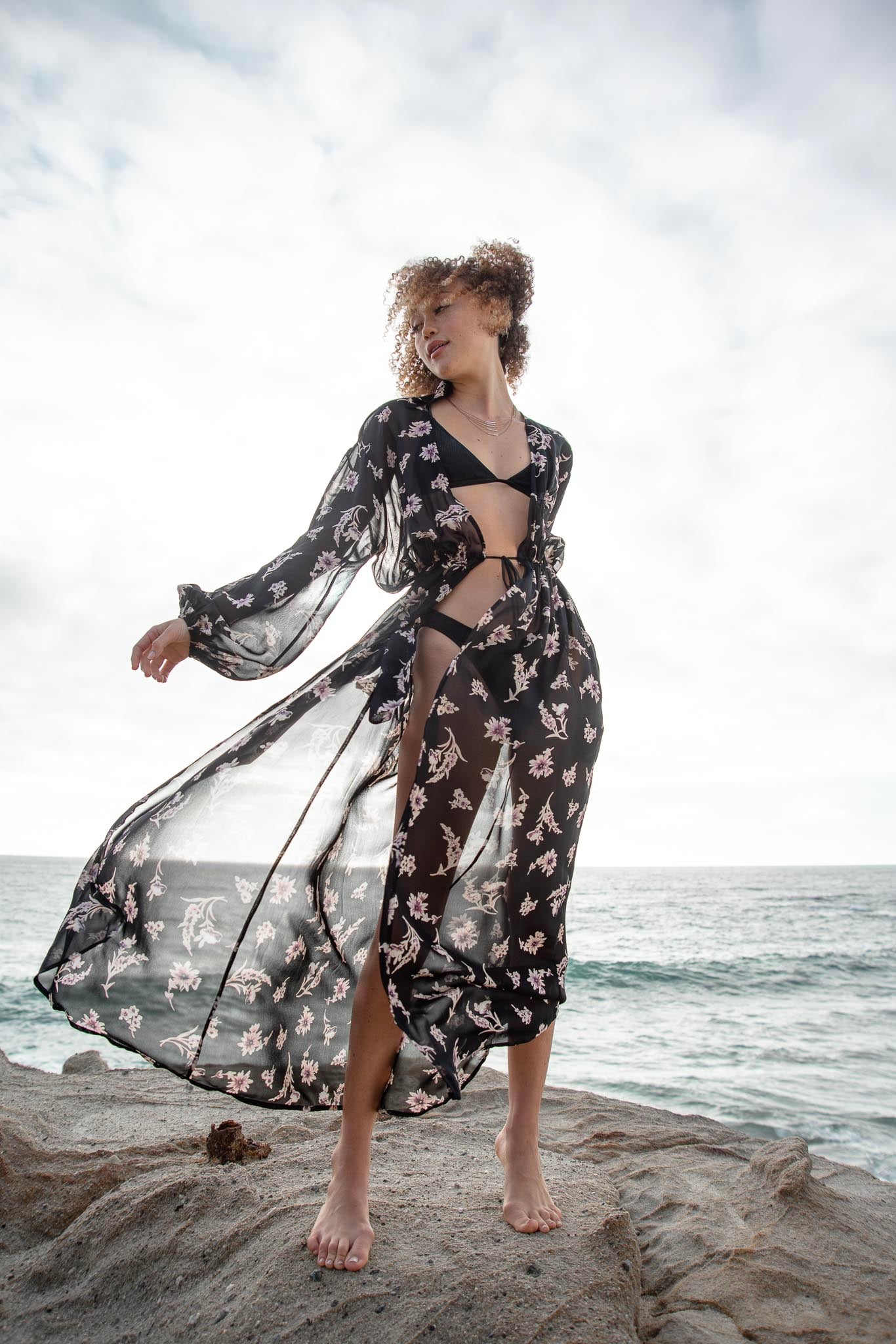 The Amalfi Kimono in Midnight Rayon Crepe