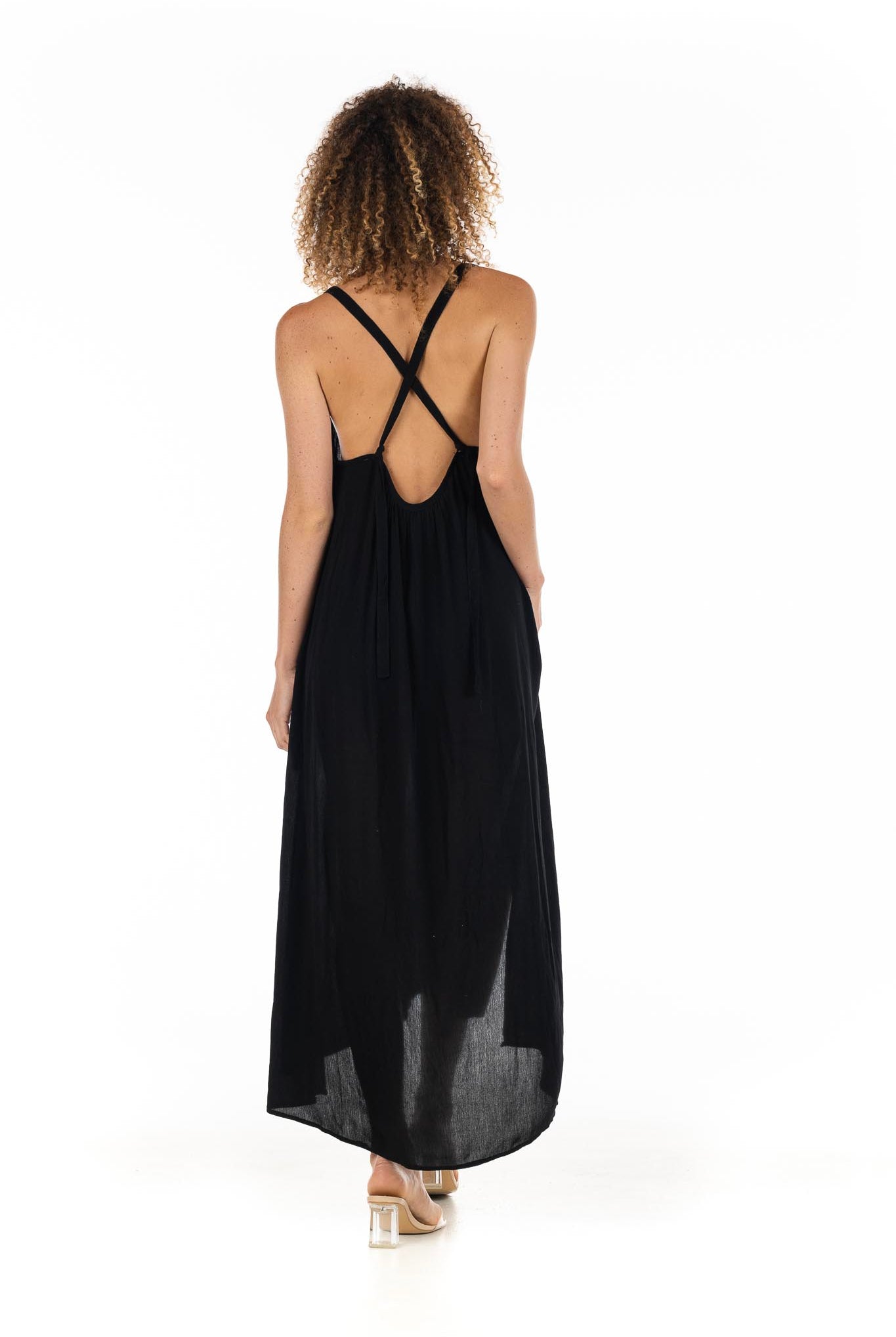 The Kailani Dress in Midnight Rayon Crepe Back