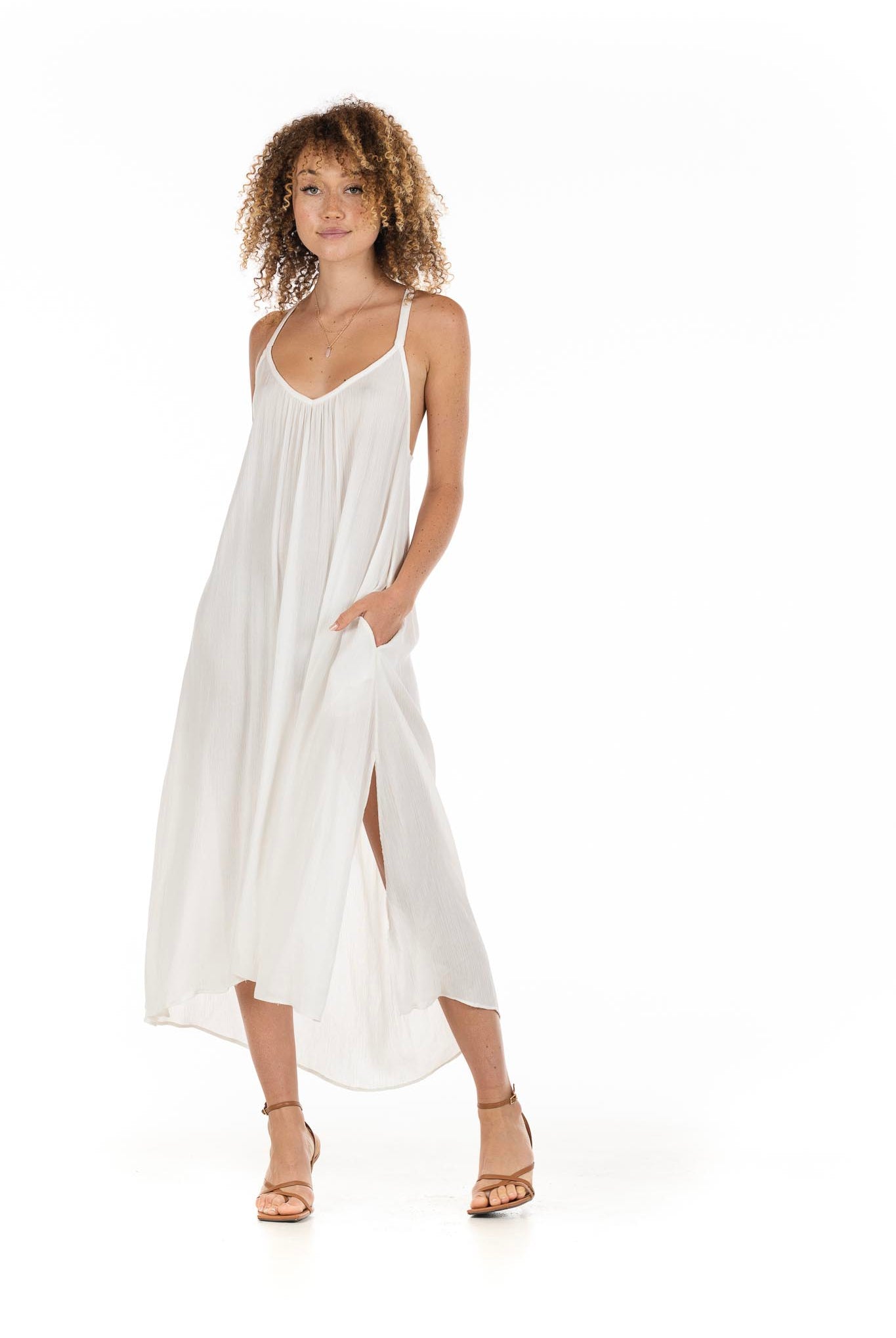 The Kailani Dress in Seashell Rayon Crepe Front