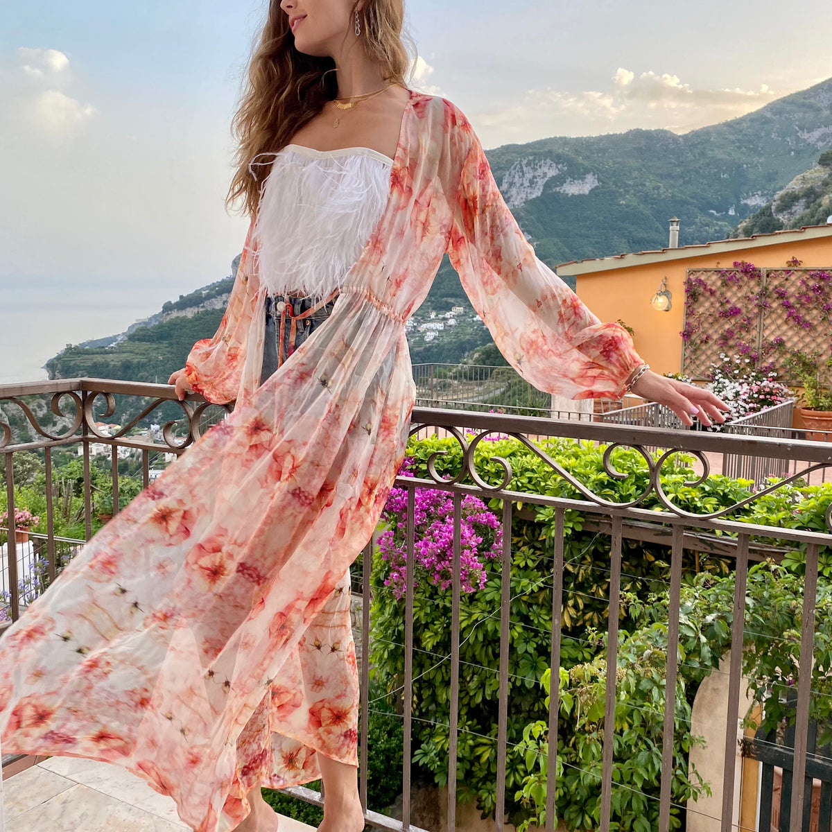 The Amalfi Kimono - Floral Kimono Beach Cover-Up