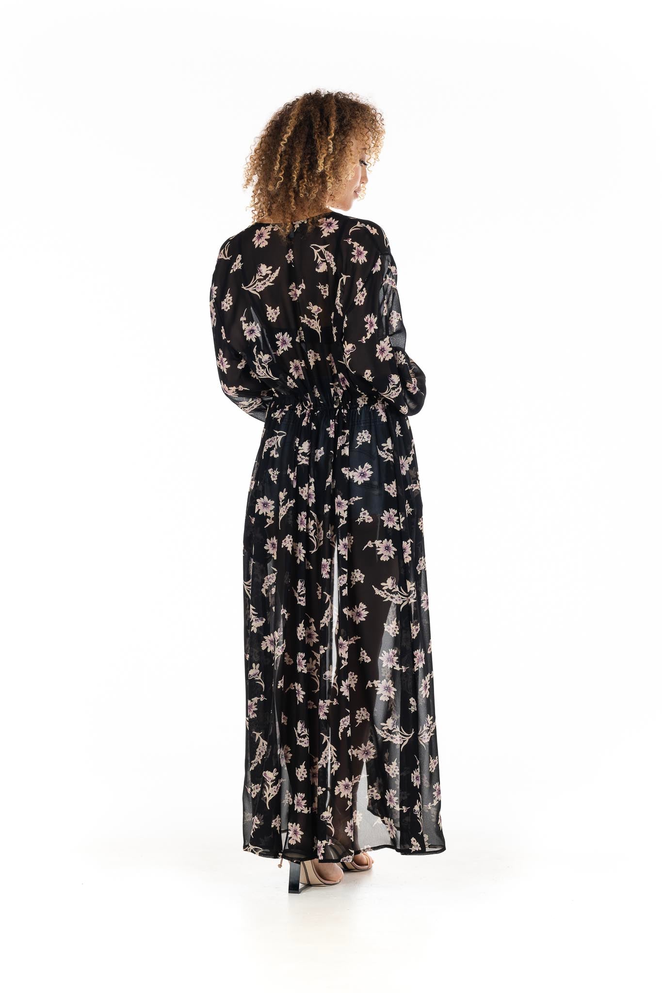 The Amalfi Kimono in Midnight Rayon Crepe Back
